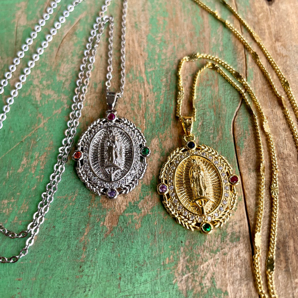 Jeweled OLG Pendant Necklace and Earrings