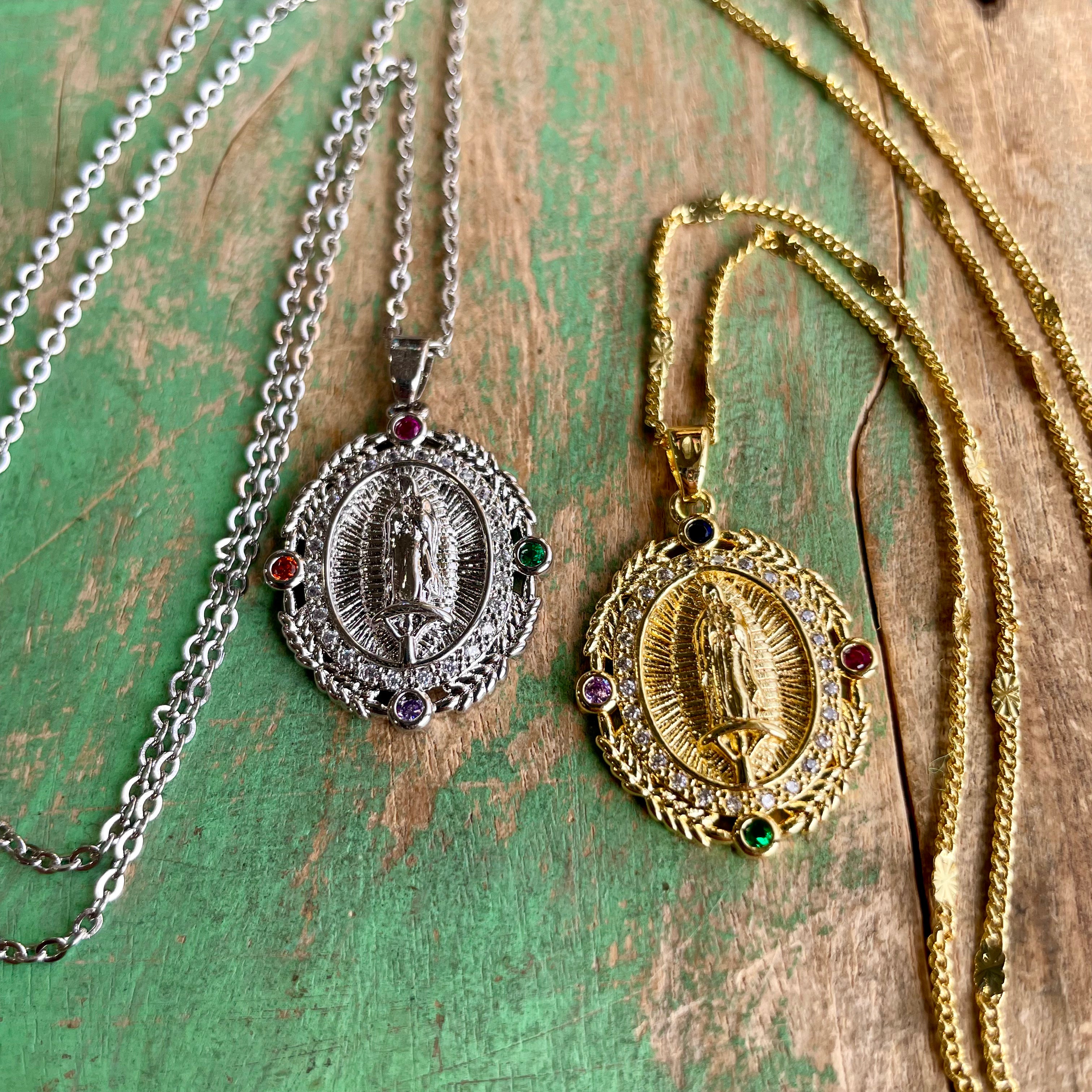 Jeweled OLG Pendant Necklace and Earrings