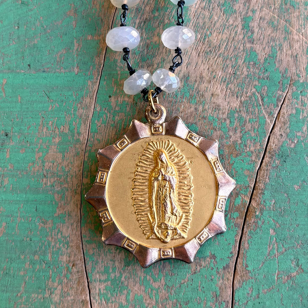 Moonstone Vintage Medal Necklace