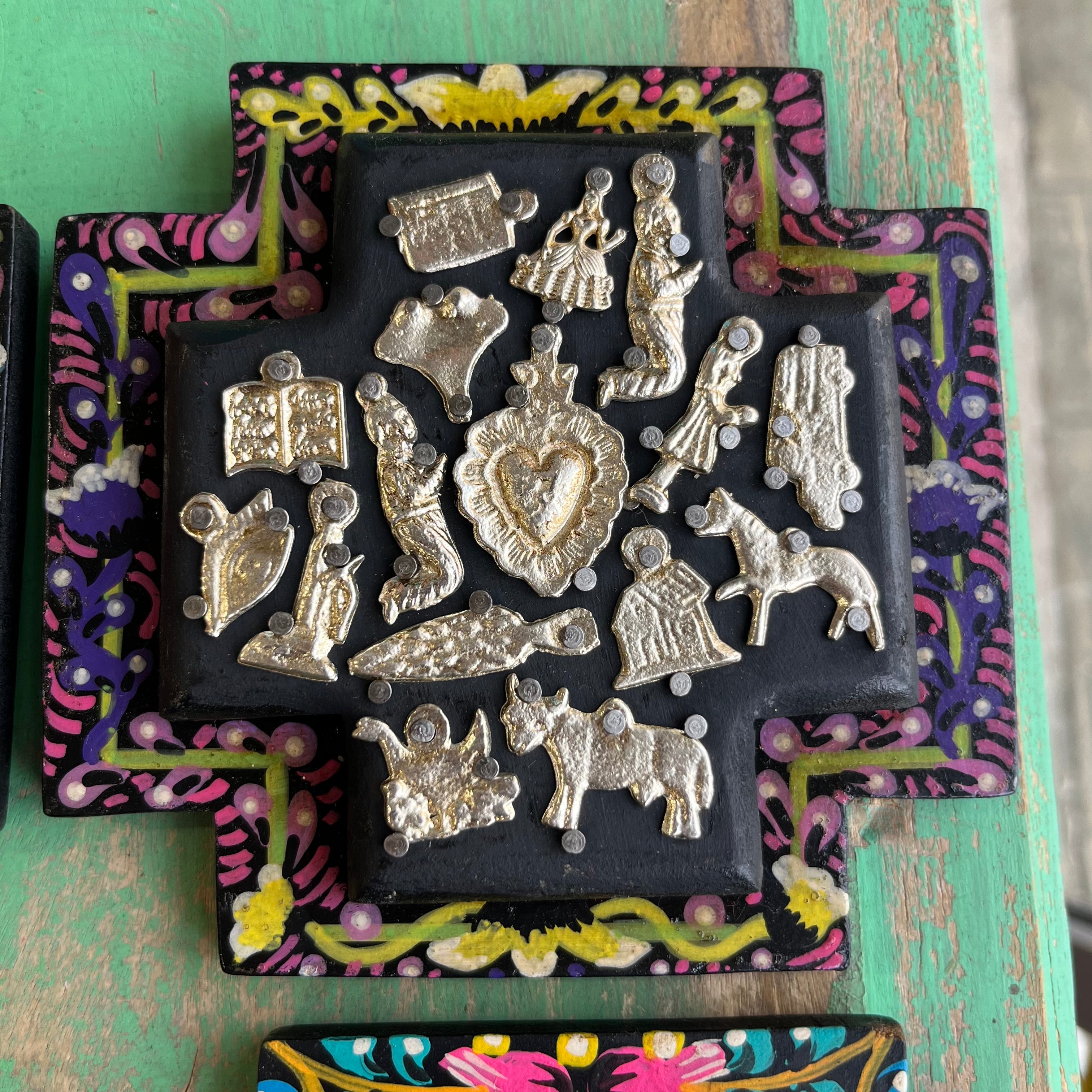 Floral Border Milagros Cross