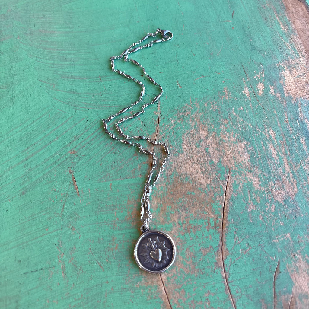 Double Sided Sacred Heart Necklace