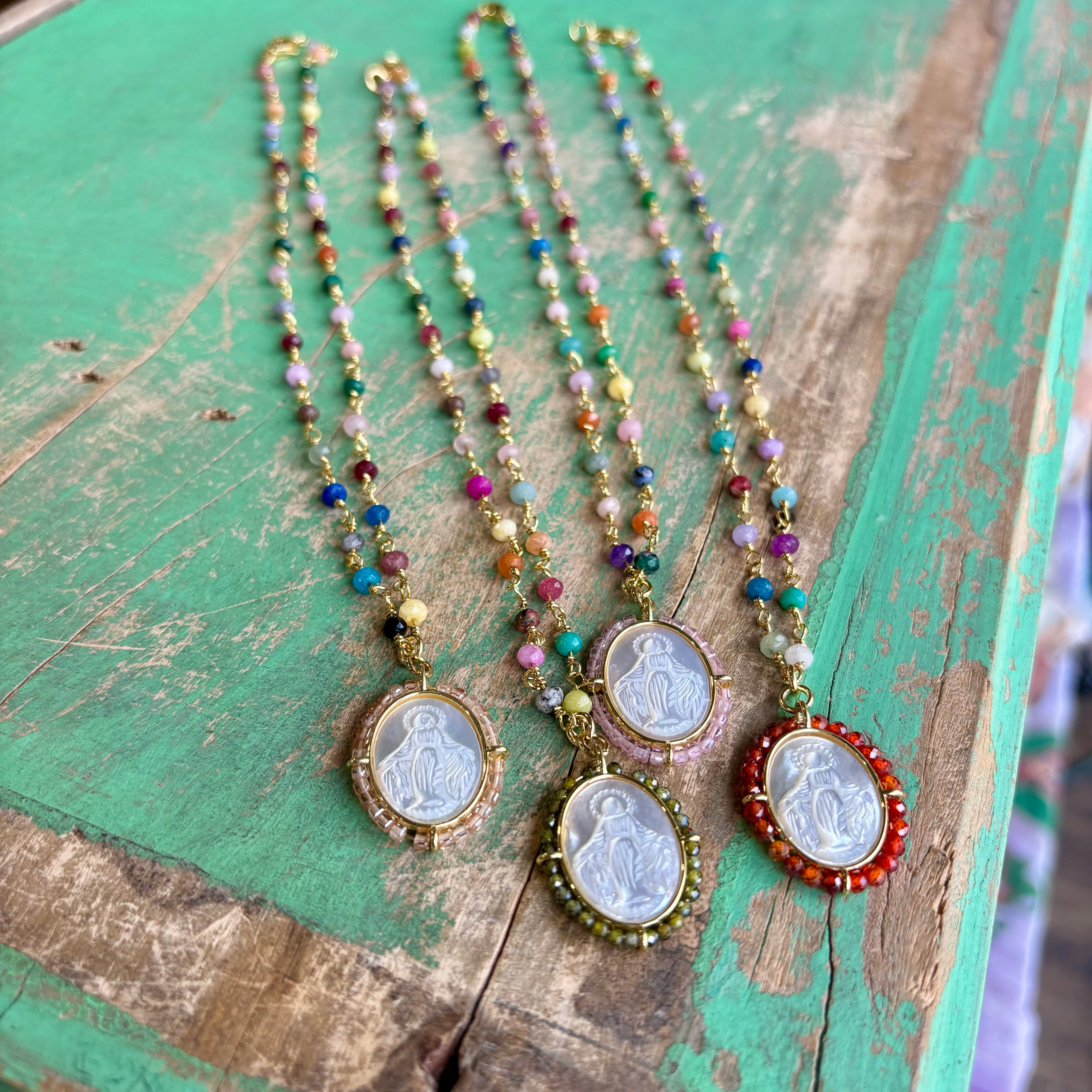 Colorful Mother of Pearl Beaded Necklace