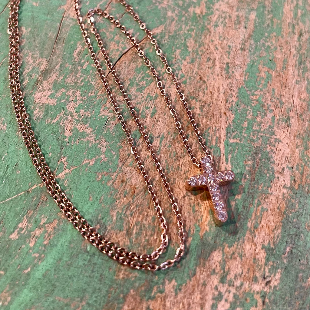 Stainless Steel CZ Cross Necklace