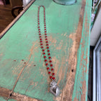 Long Red Enamel Sacred Heart Necklace or Bracelet