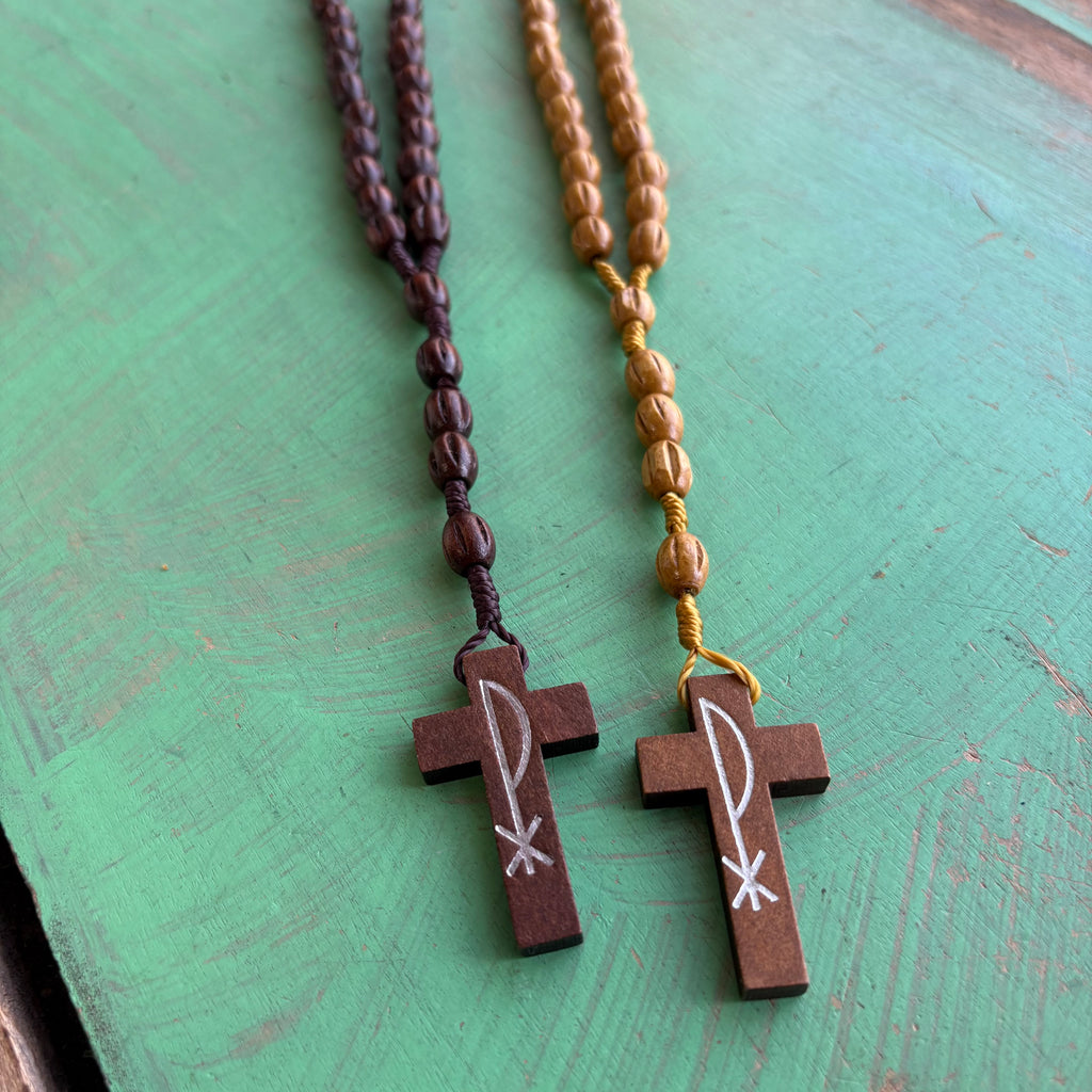 Wooden Chi-Rho Rosary – A Symbol of Faith and Devotion