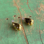 Gold Stainless Steel Pearl Crystal Teardrop Earrings