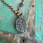 OLG Brown and Turquoise Czech Glass Beaded Necklace on