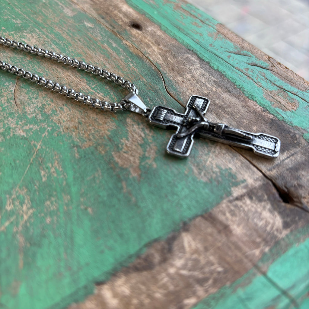 Oxidized Stainless Steel Crucifix