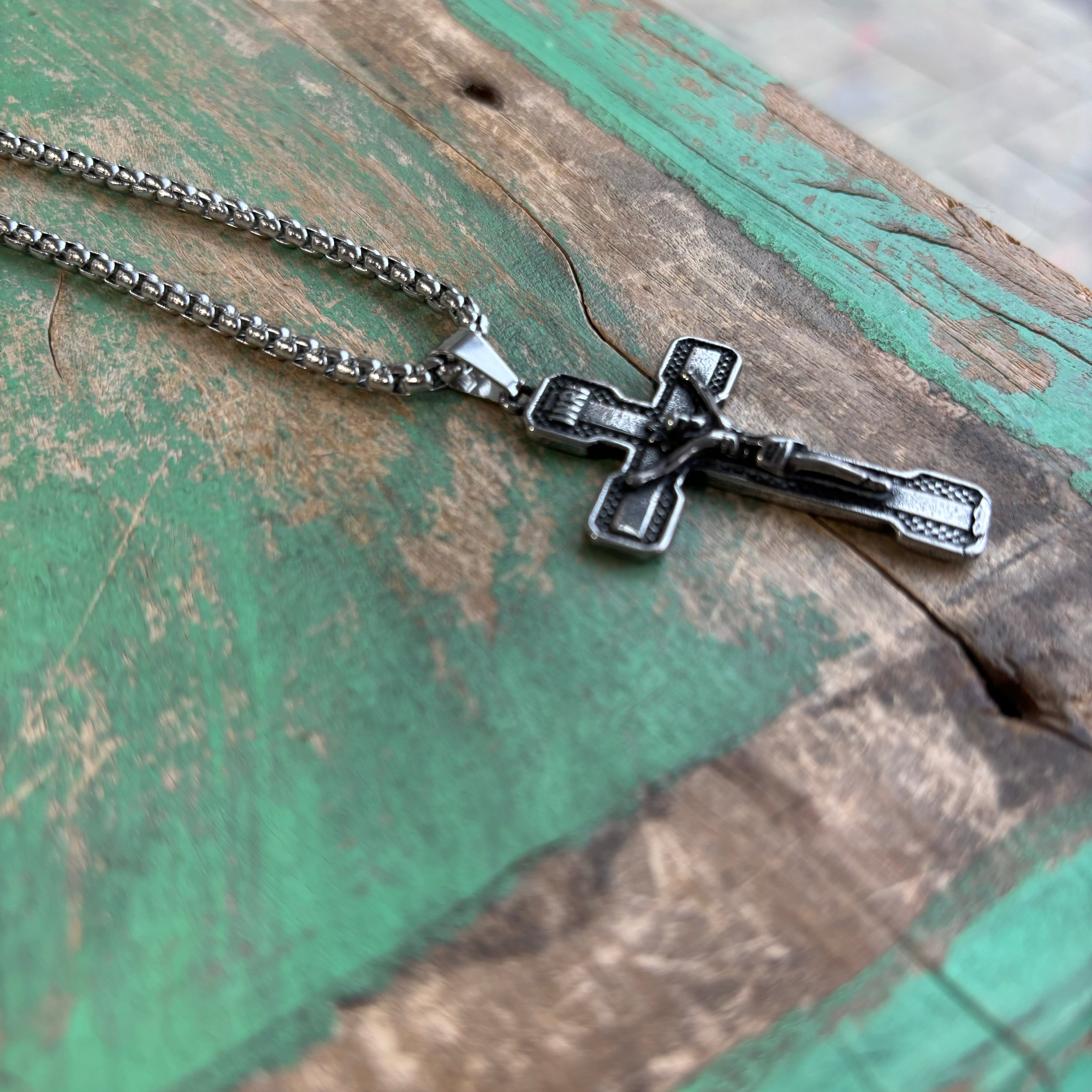 Oxidized Stainless Steel Crucifix