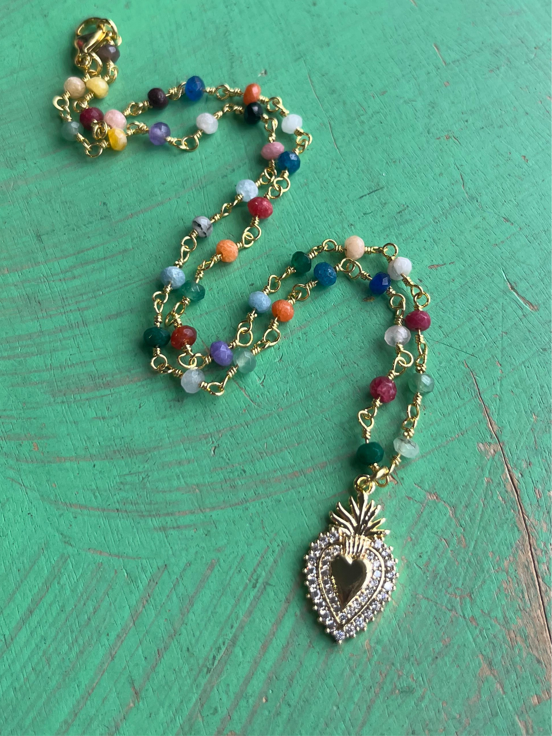 Pastel Sacred Heart Necklace