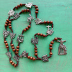 Stations of the Cross Wood Rosary – 36" with Metal Statio