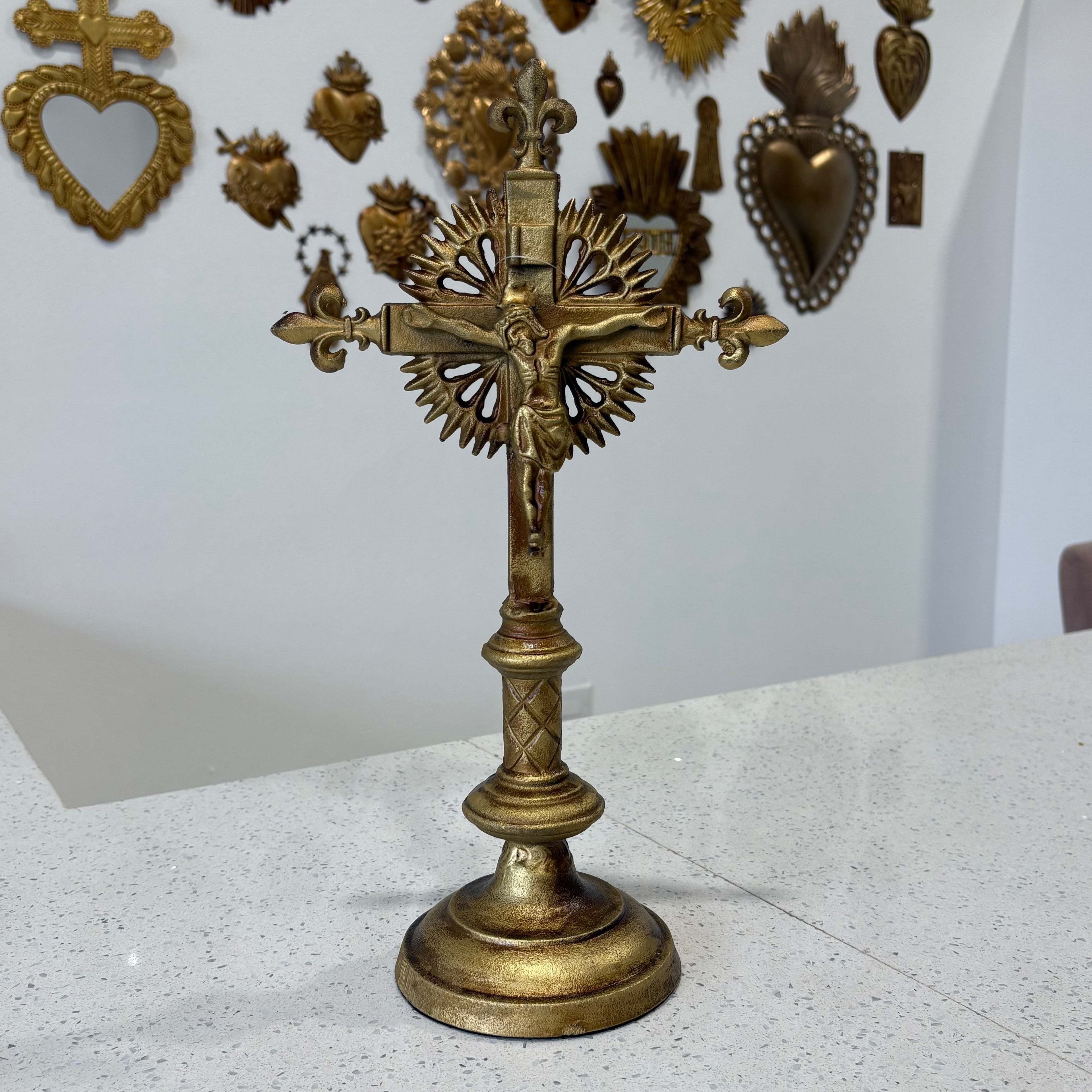 Large Standing Gold Crucifix
