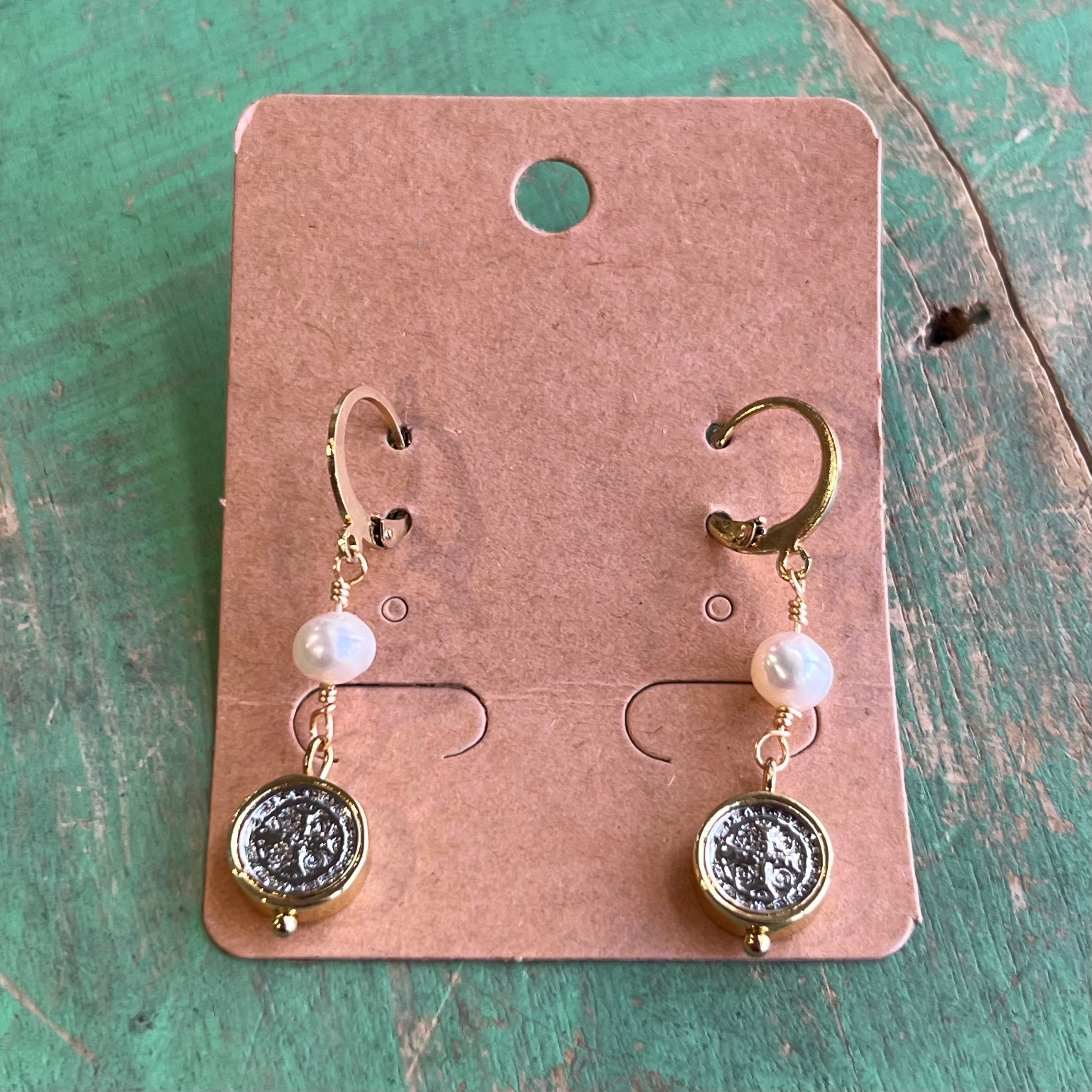 Two Tone St Benedict Freshwater Pearl Necklace or Earrings