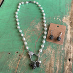 Pave Pearl CZ Clasp Necklace or Earrings