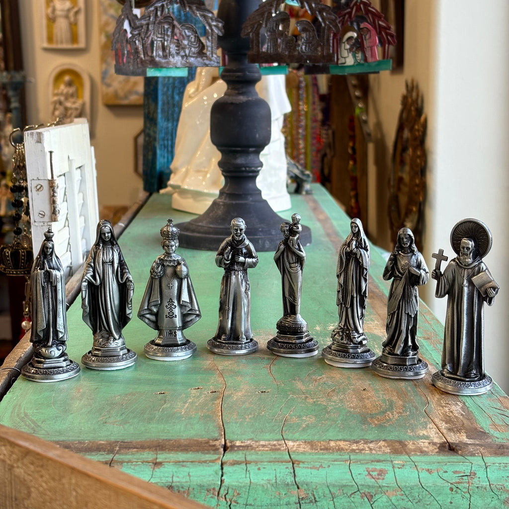Small Silver 3 1/2" Metal Statues
