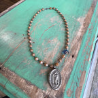 OLG Brown and Turquoise Czech Glass Beaded Necklace on