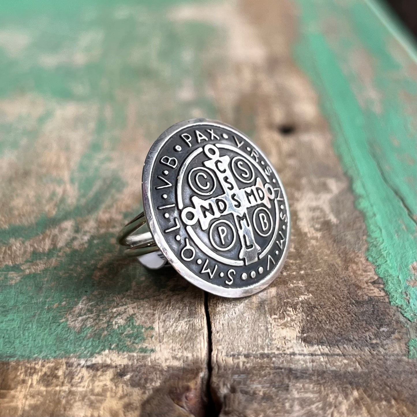 Sterling Silver XL St Benedict Ring