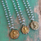 Moonstone Vintage Medal Necklace