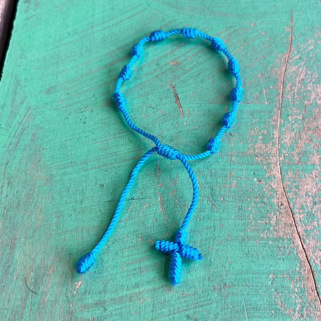 Knotted Cord Rosary Decade Adjustable Bracelet