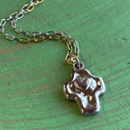 Two Tone Heart Cross Stainless Steel Necklace