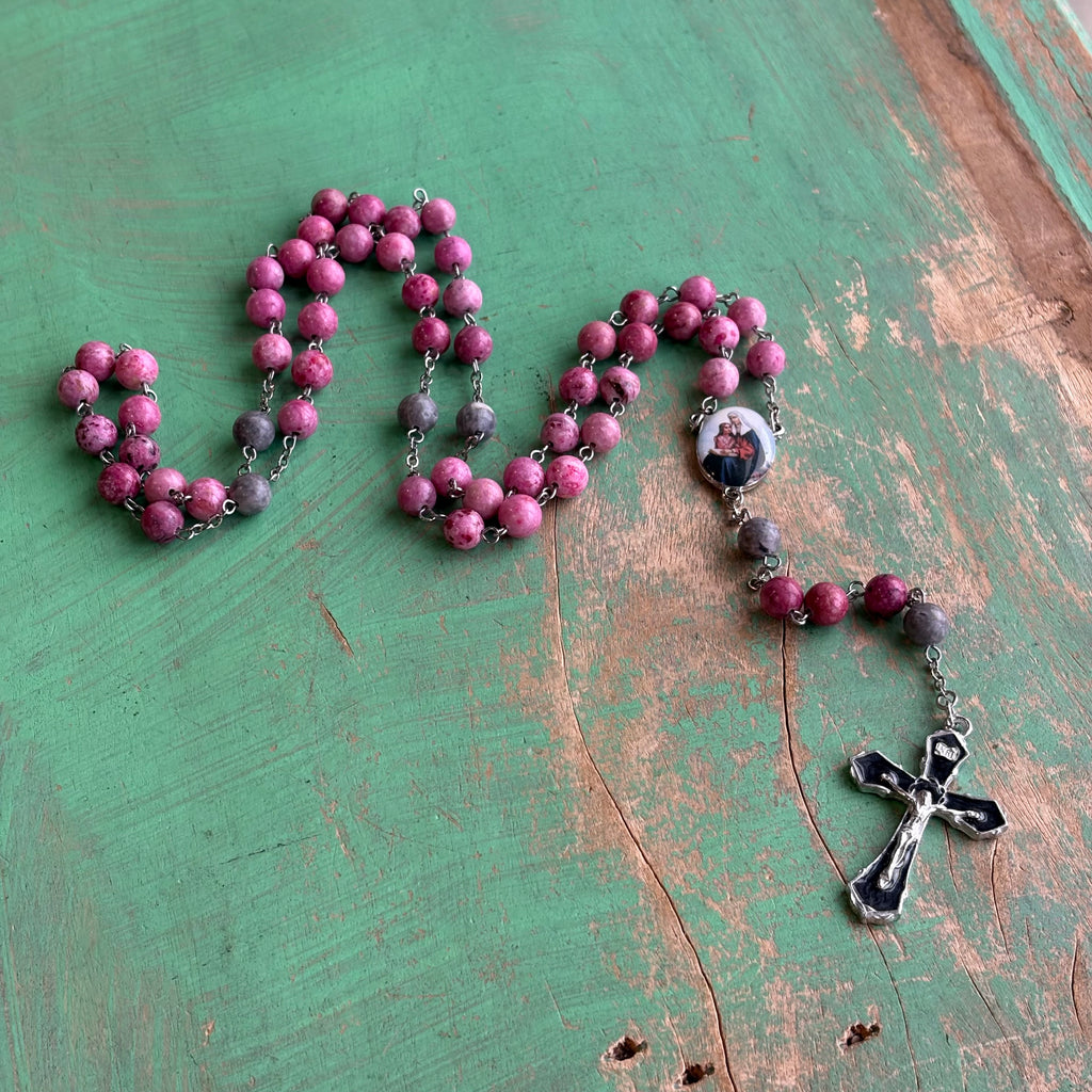 St Anne, Find Me a Man Pink Rosary
