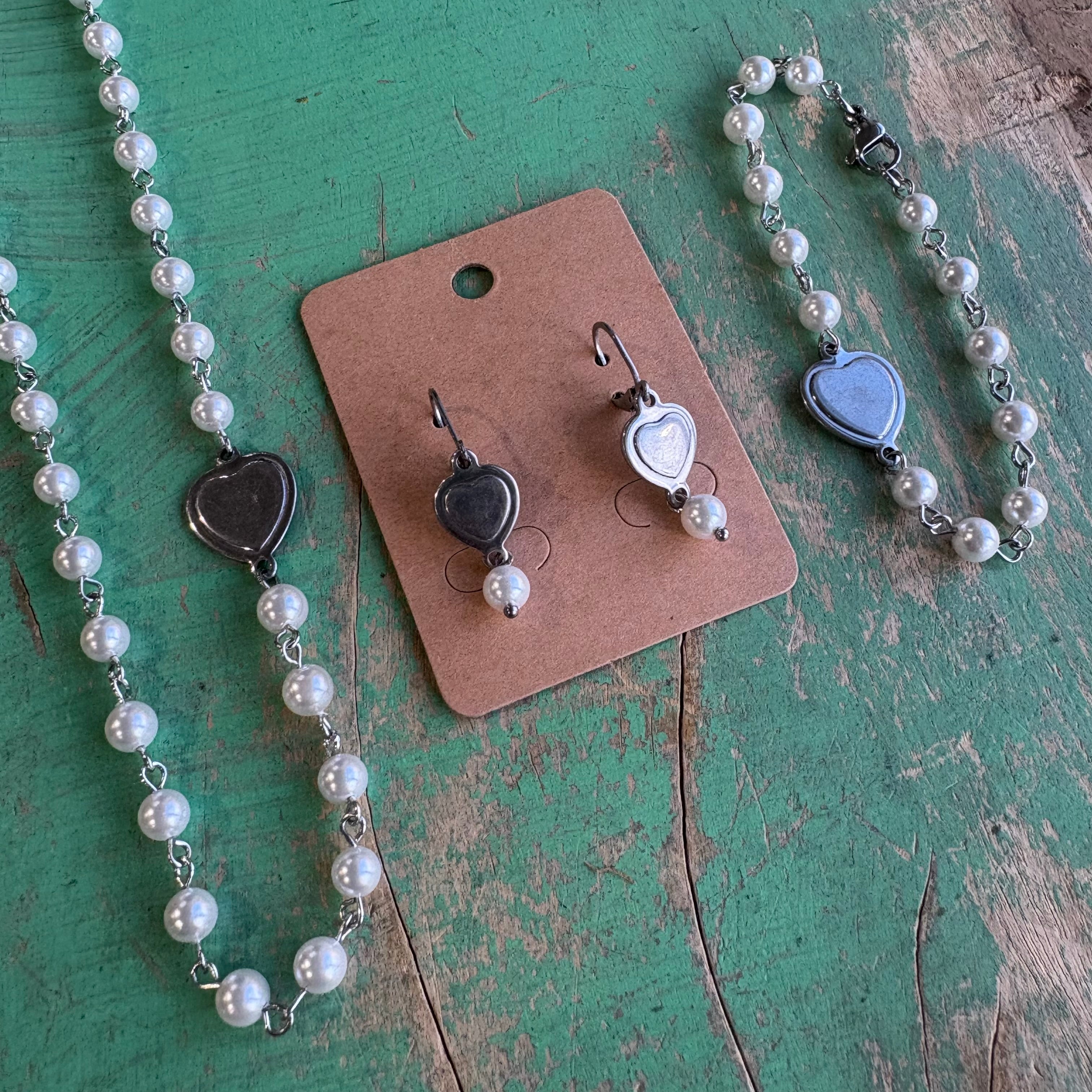 Simple Shell Pearl Heart Necklace, Bracelet or Earrings