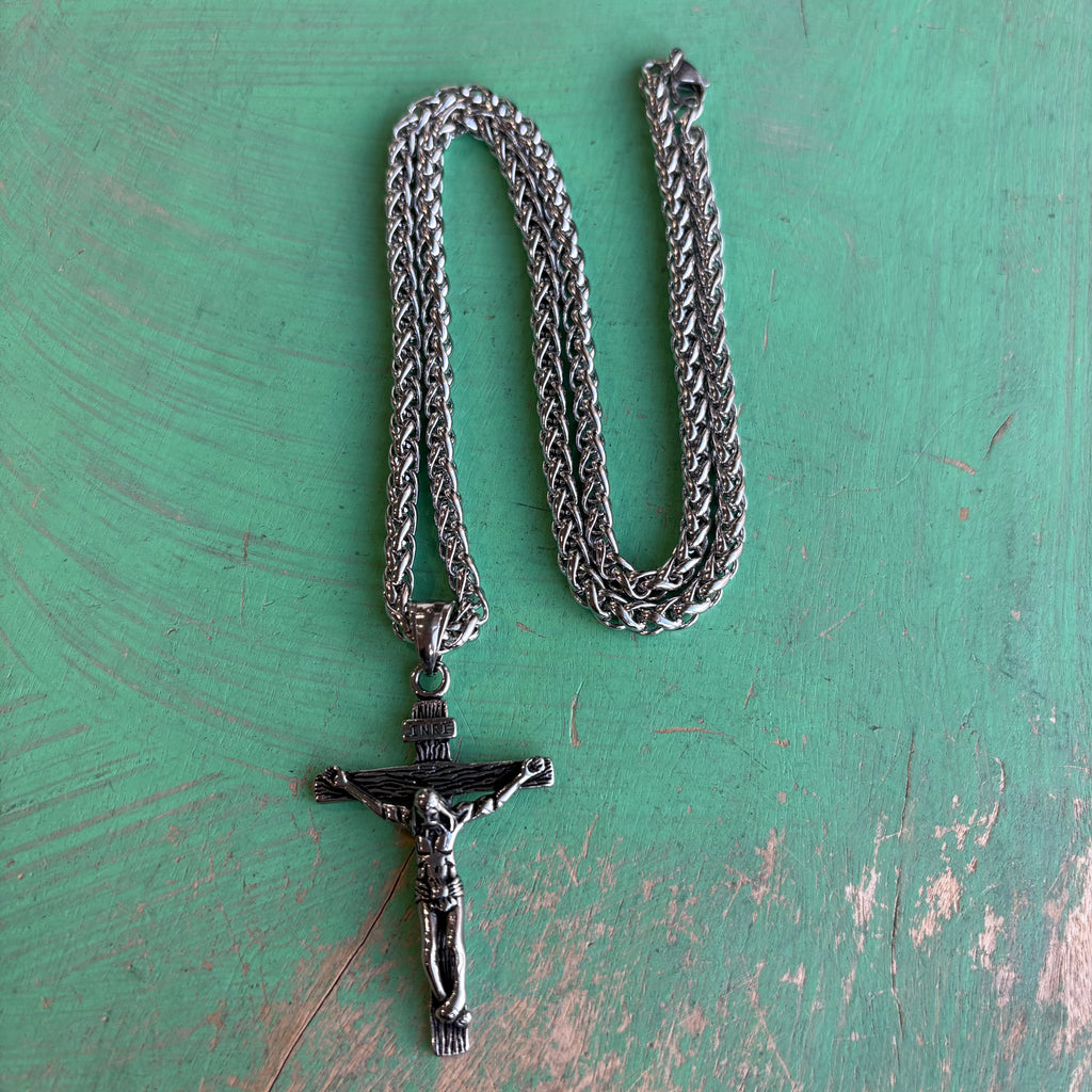Silver Stainless Steel Crucifix Necklace