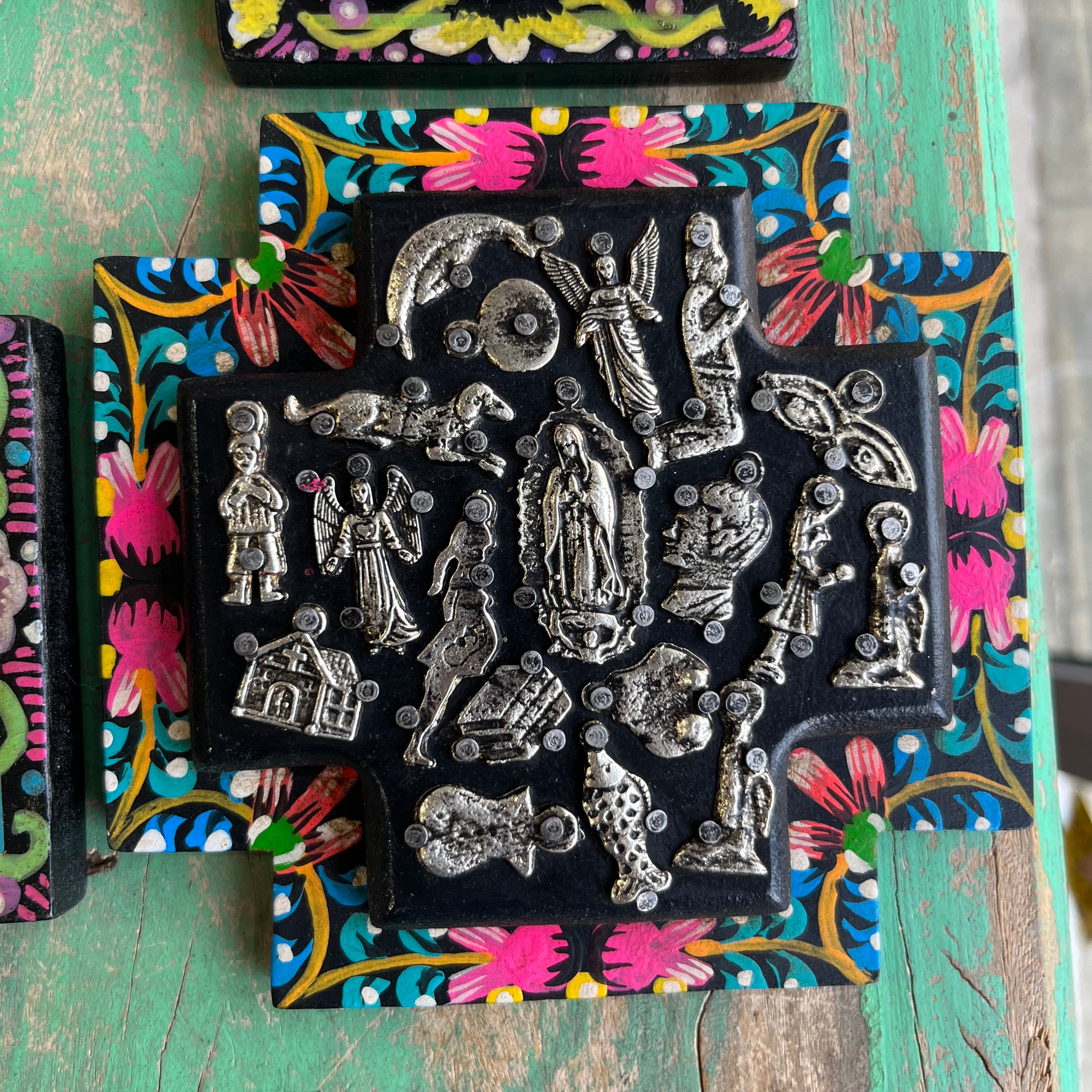 Floral Border Milagros Cross