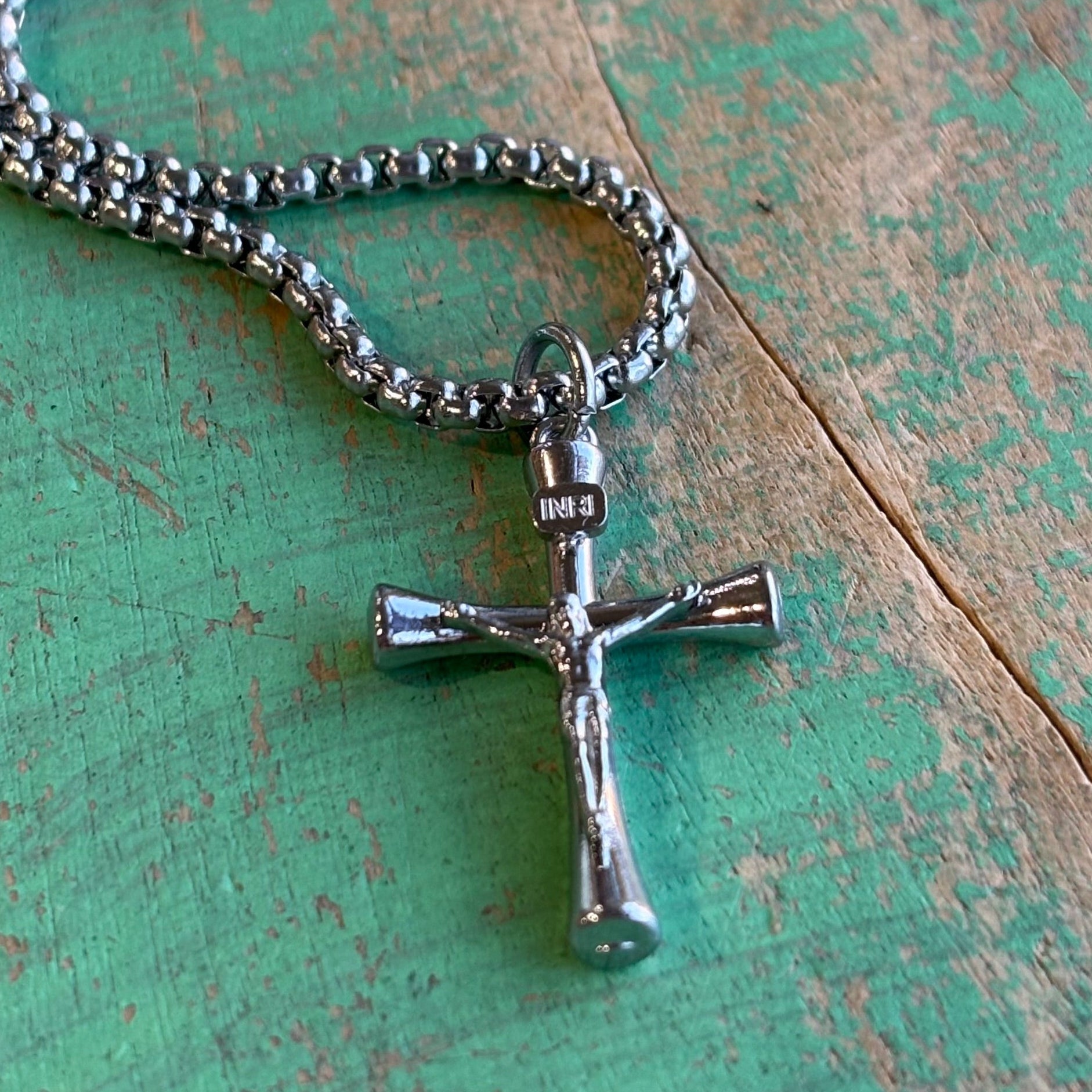 Silver Stainless Steel Crucifix Necklace