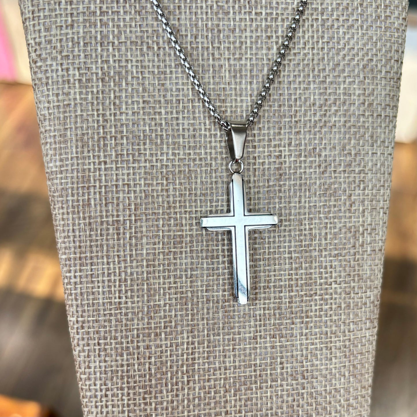 Medium Cross Stainless Steel Necklace