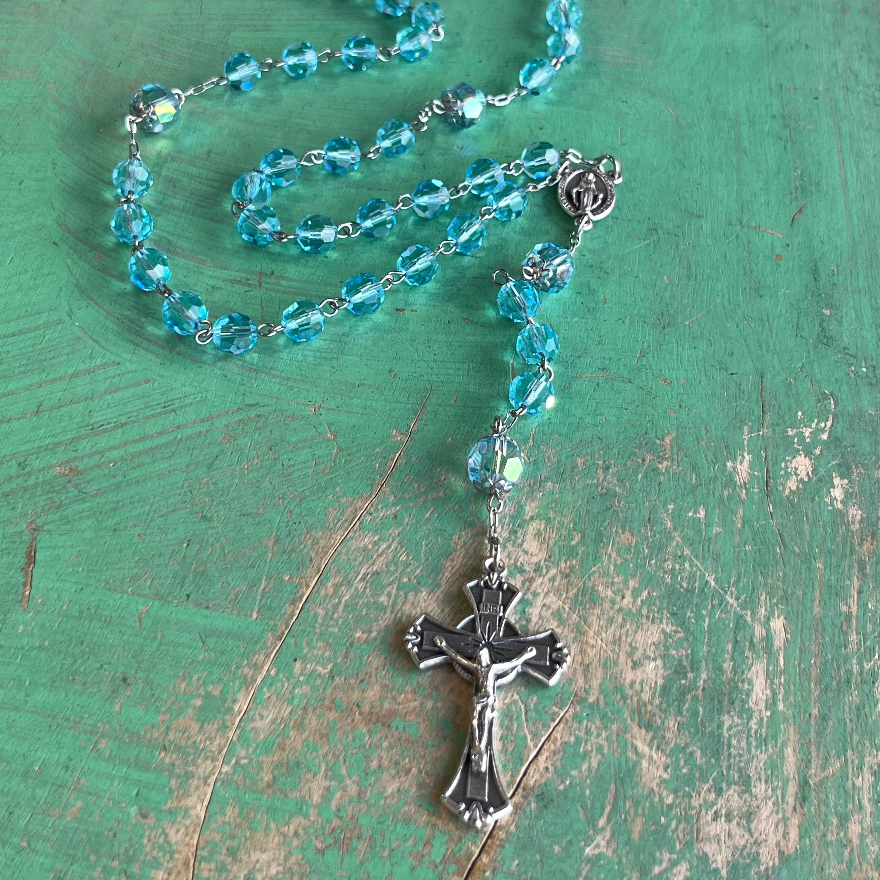 Preciosa Aquamarine Crystal Rosary