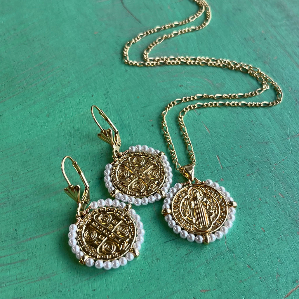 Pearl St Benedict Necklace or Earrings