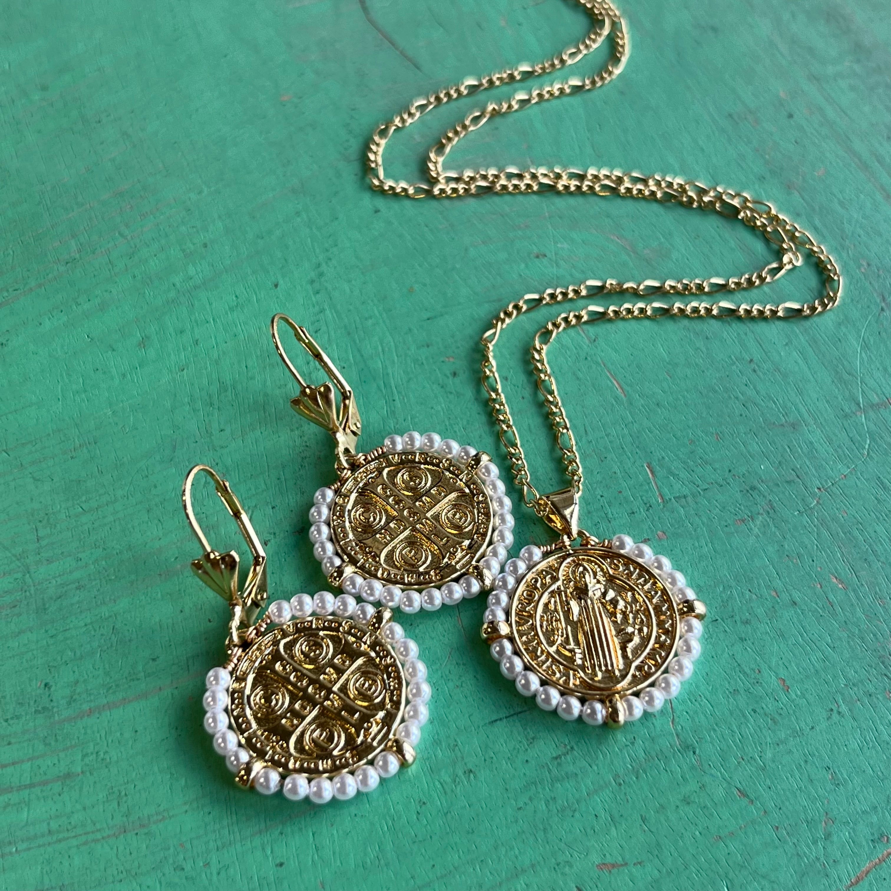 Pearl St Benedict Necklace or Earrings