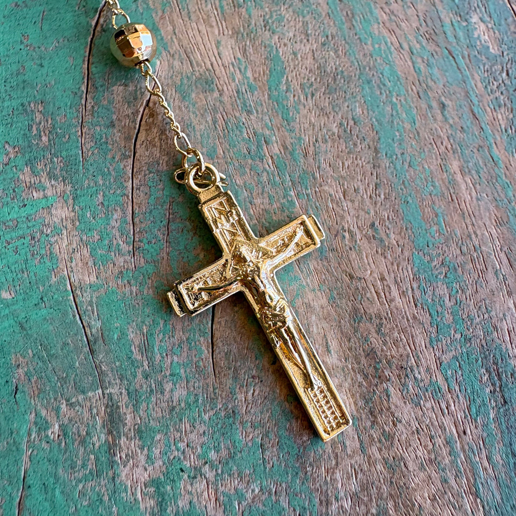 Gold Plated OLG 6MM Rosary Necklace