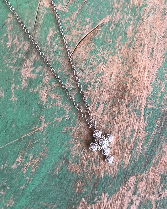 Polka Dot CZ Cross Necklace