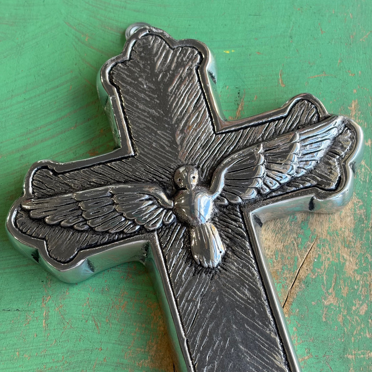 Handcrafted Detailed Pewter Holy Spirit Wall Cross