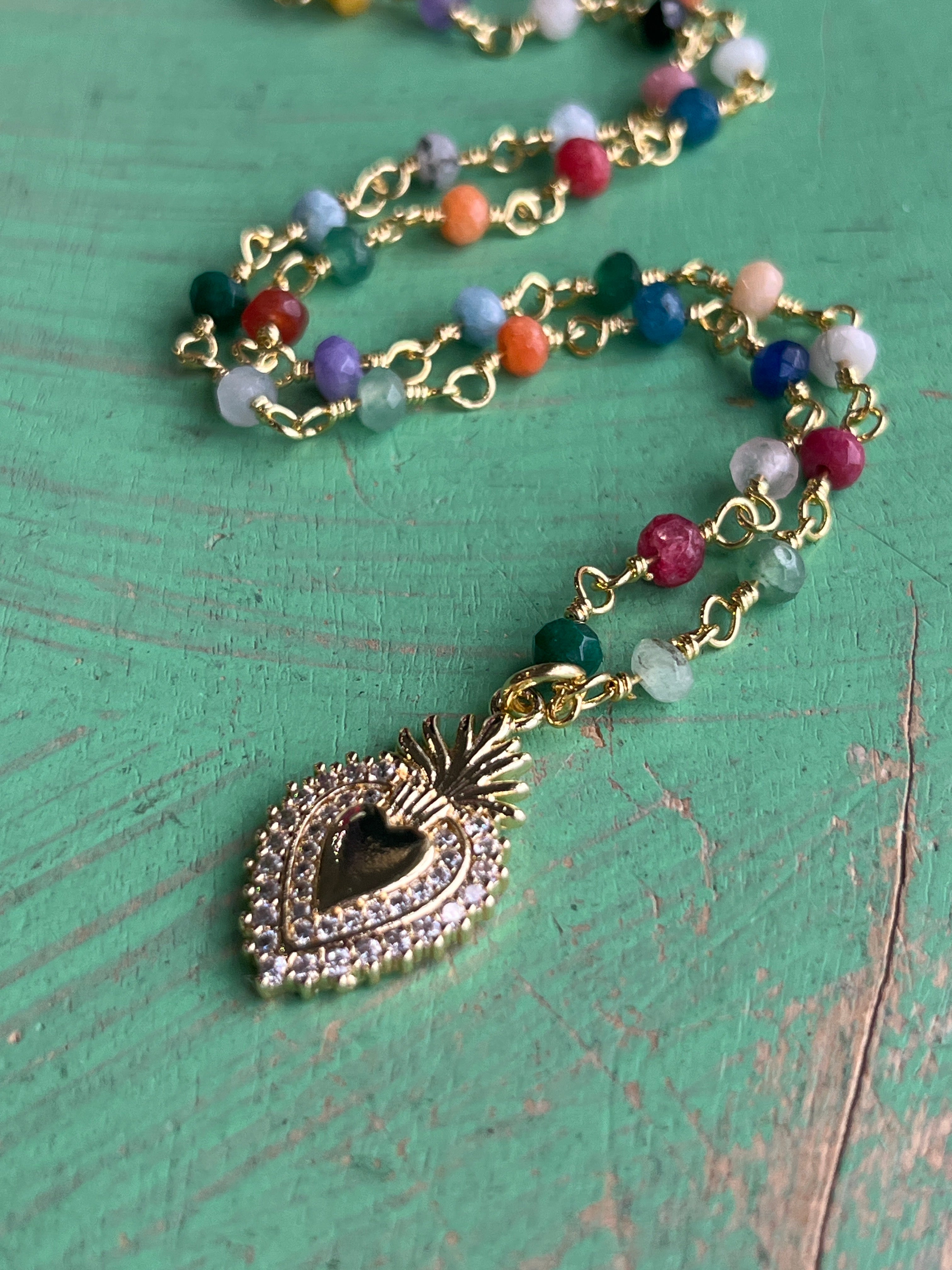 Pastel Sacred Heart Necklace