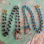 Square Two Tone St Benedict Linked Necklace