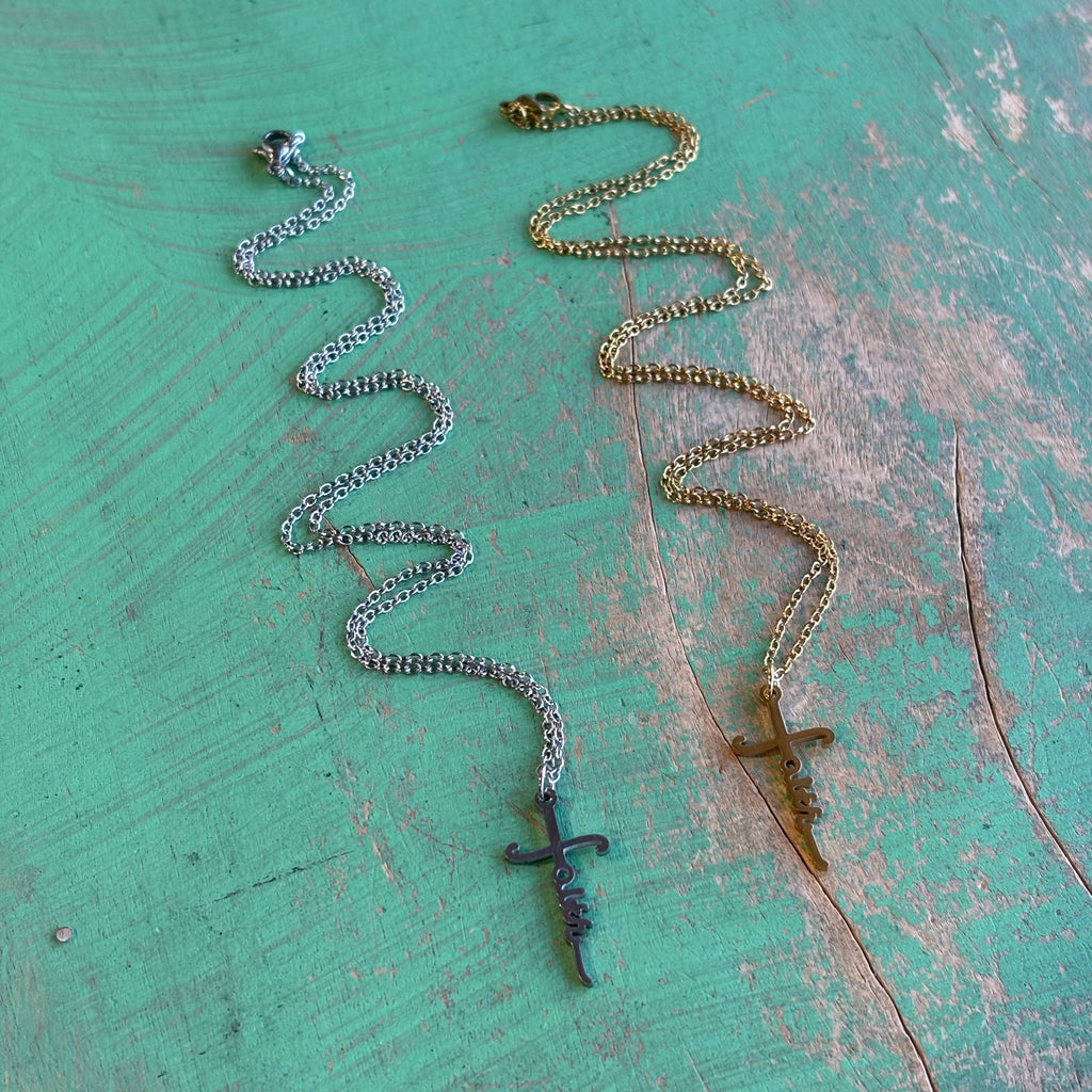 Stainless Steel Faith Cross Necklace