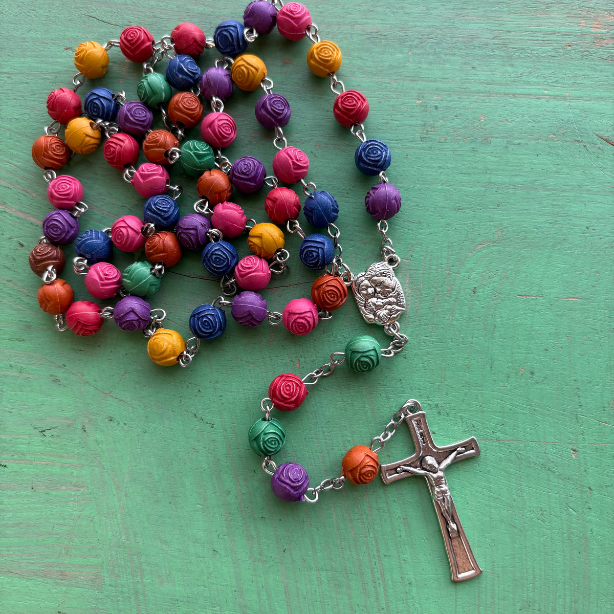 Multicolor Rose Bead Rosary