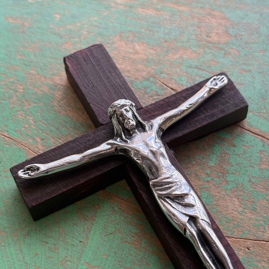 5” Pewter and Wood Crucifix