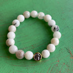 Milky White Two Tone Cross Faith Bracelet