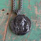 Jesus Medallion Stainless Steel Wheat Chain Necklace – 24”