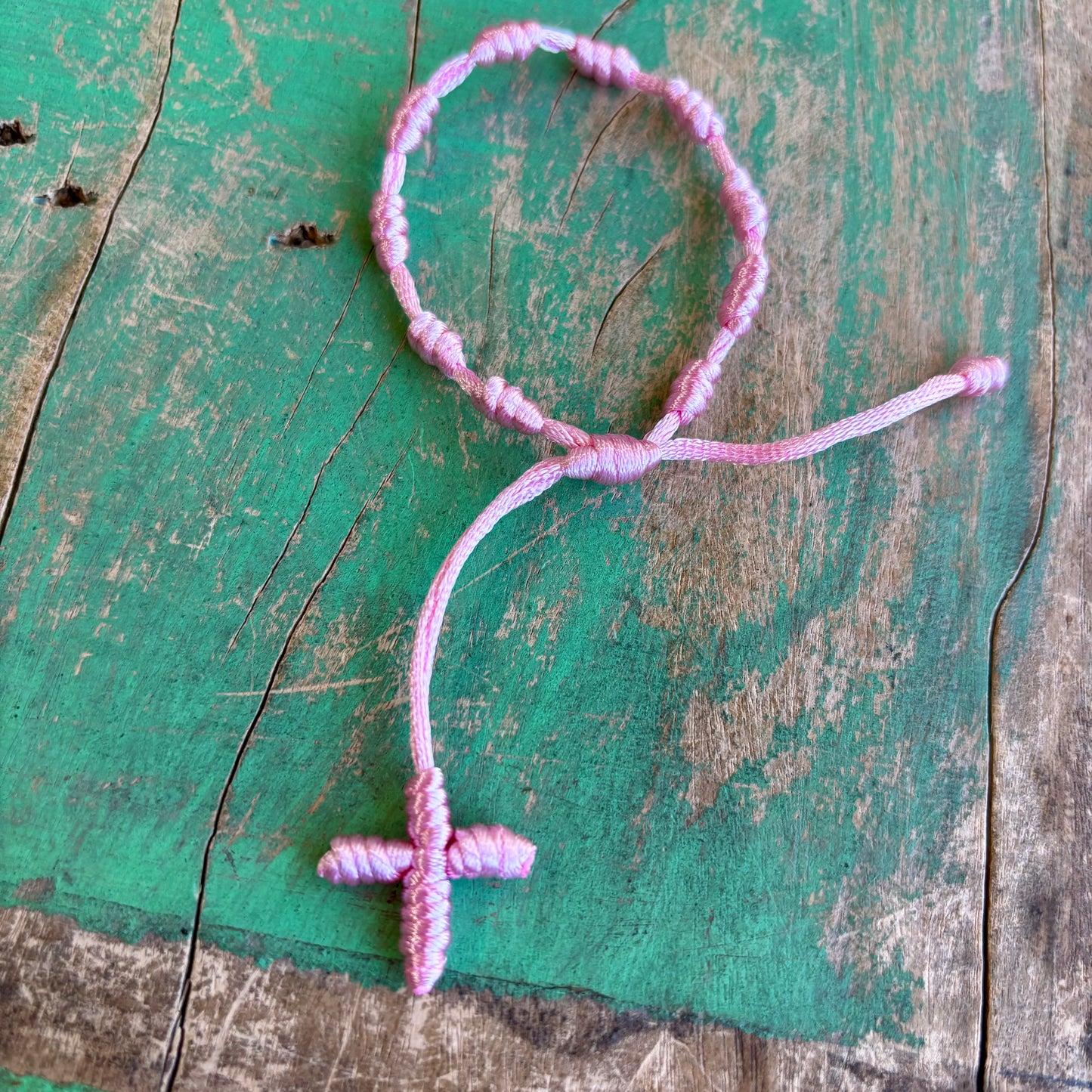 Pink Rosary Bracelet with Case