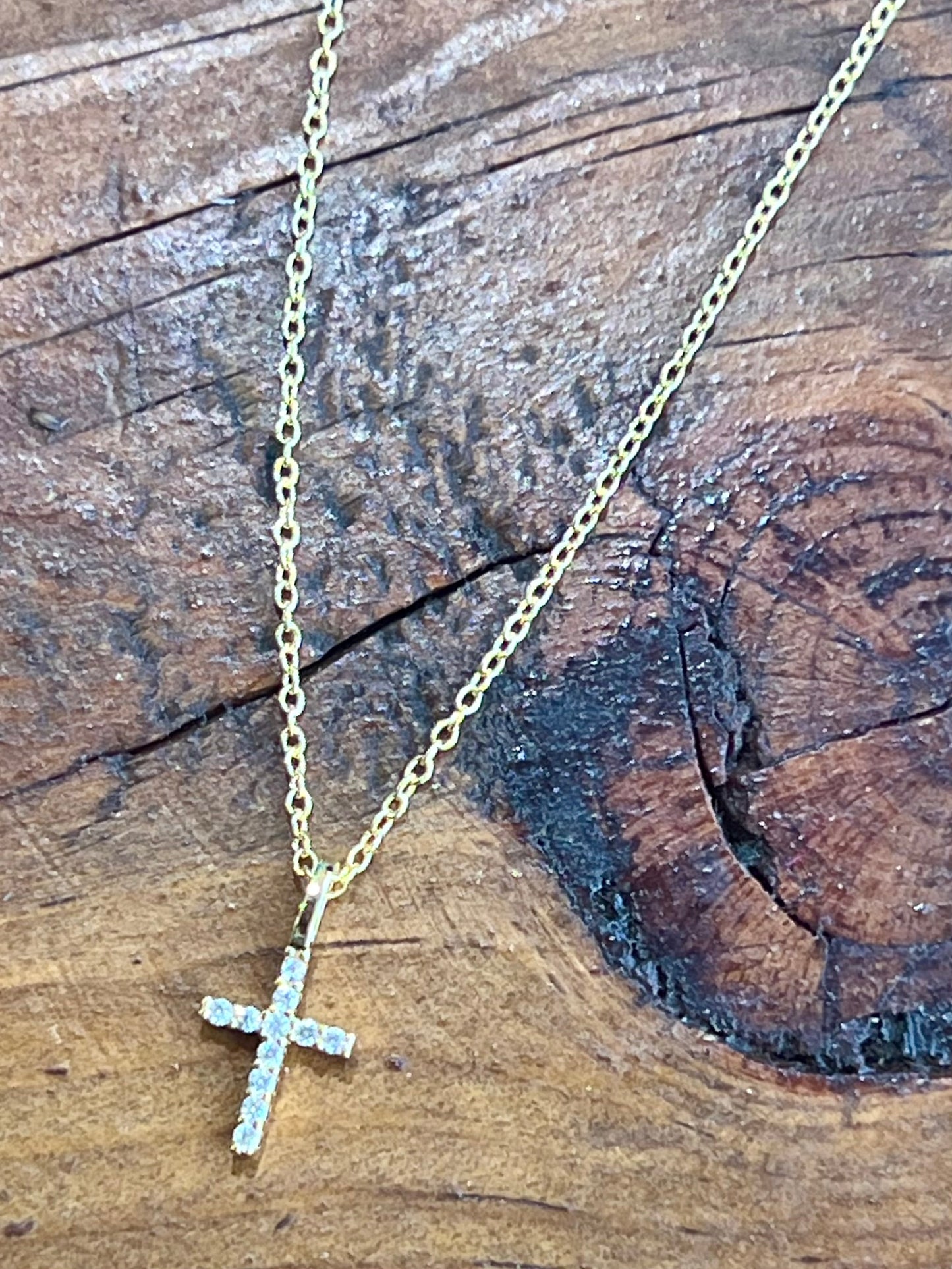 Mini CZ Thin Cross Necklace