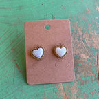 Gold Trimmed Heart Post Earrings