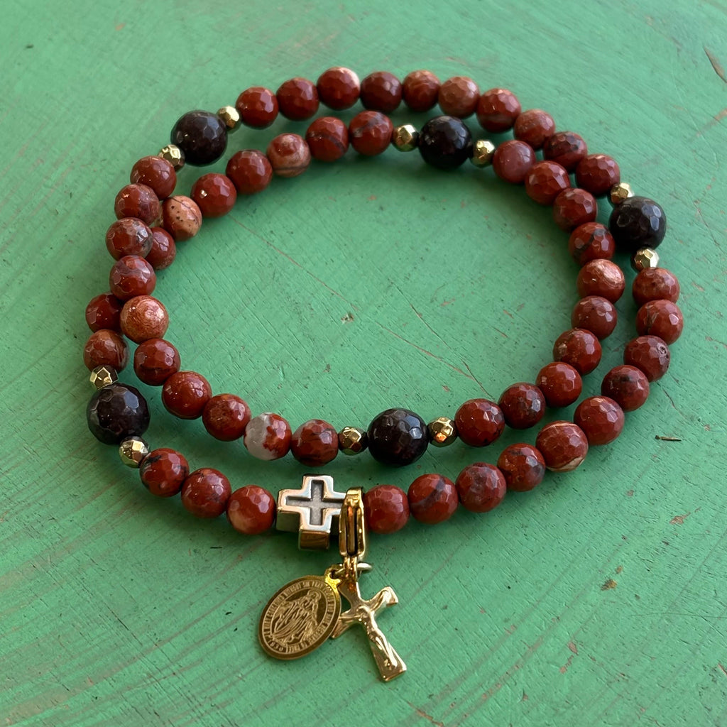 Rosary Wrap Bracelet with Gold Accents