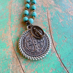 Howlite St Benedict Miraculous Necklace