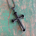 Stainless Steel Big Our Father Cross Necklace