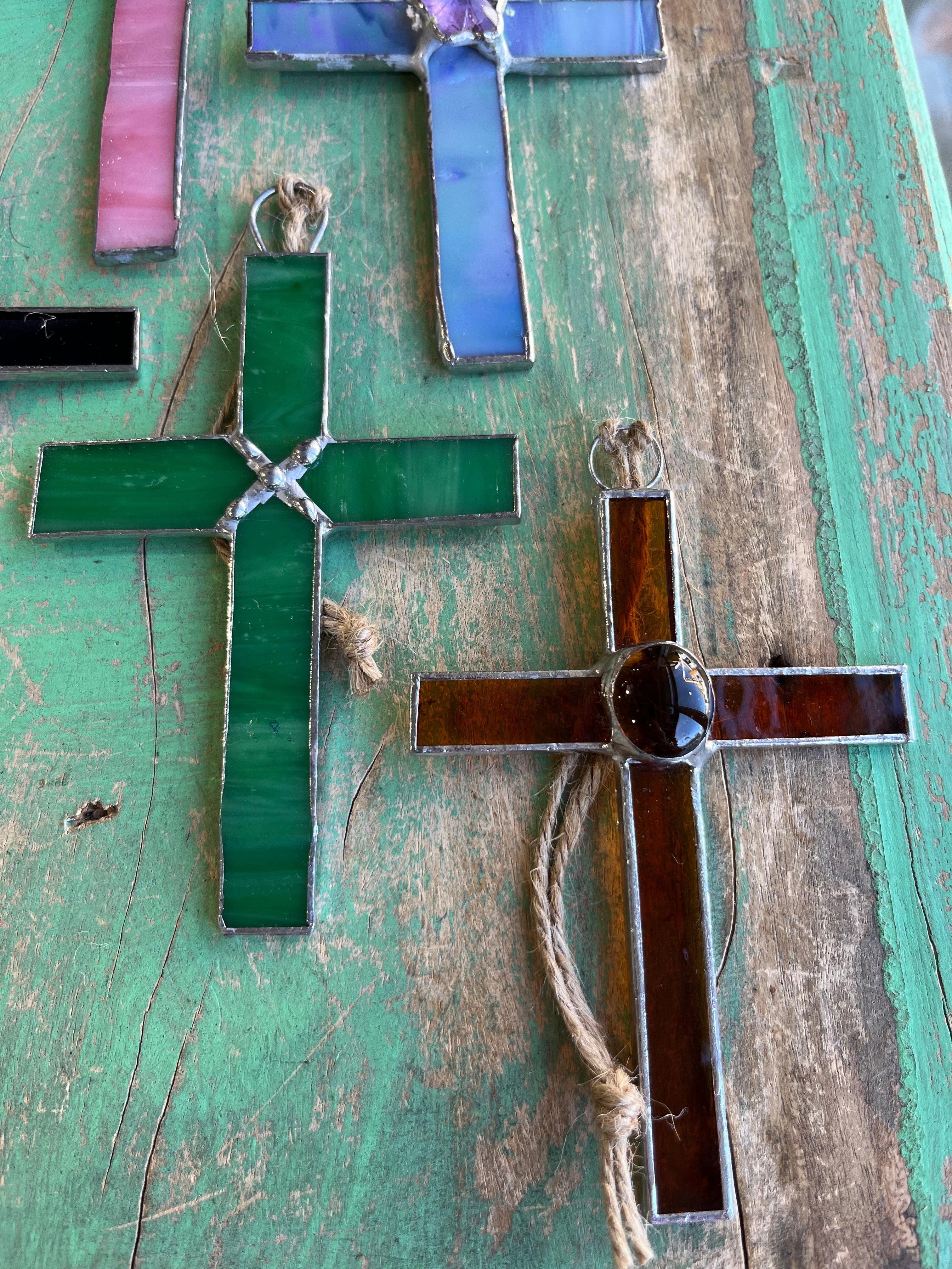 Stained Glass Cross Ornaments